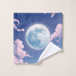 Niedliche skurrile Abbildung des Mondes im Nachthi Waschlappen