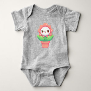 Niedliche, skurrile Blume im Topf Baby Strampler