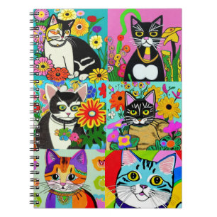 Niedliche skurrile Fook-Kunststil-Cartoon-Katzen Notizblock