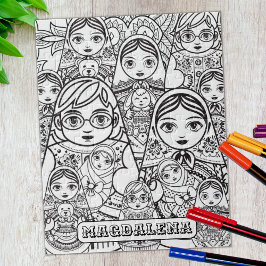 Niedliche slawische Folklorekunst Nests Puppen Erw Puzzle