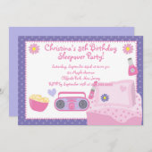 Niedliche Sleepover-Geburtstags-Party Einladungen (Vorne/Hinten)