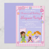 Niedliche Sleepover Geburtstagsparty Einladungen (Vorne/Hinten)
