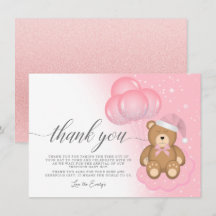 Niedliche Sleepy Bear Girl Babydusche Danke Karte