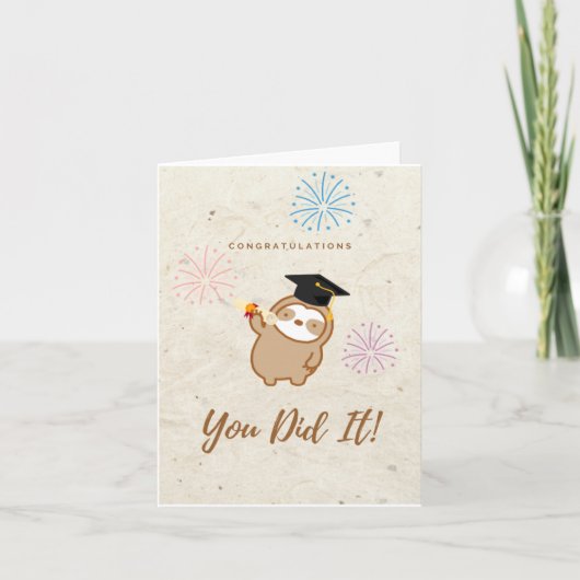 Niedliche Sloth Abschluss-Karte Karte (Vorderseite)