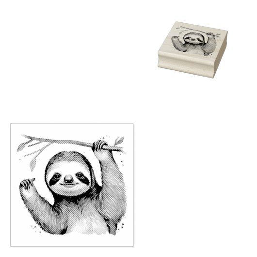 Niedliche Sloth an einer Zweigstelle Gummistempel (Stempel)