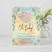 Niedliche Sloth Baby-Dusche Einladung (Stehend Vorderseite)
