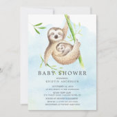 Niedliche Sloth Baby Dusche Einladung (Vorderseite)
