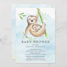 Niedliche Sloth Baby Dusche Einladung