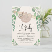 Niedliche Sloth Baby-Dusche Einladung (Stehend Vorderseite)