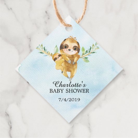 Niedliche Sloth Baby Dusche Gefallen Tag Geschenkanhänger (Rückseite)