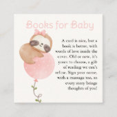 Niedliche Sloth Baby Girl Baby Shower Books Begleitkarte (Vorderseite)