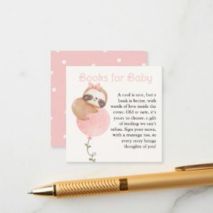 Niedliche Sloth Baby Girl Baby Shower Books Begleitkarte