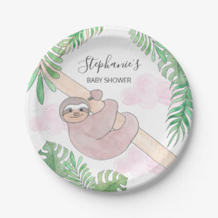 Niedliche Sloth Baby Girl Babydusche Pappteller