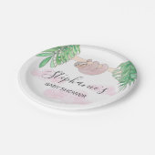 Niedliche Sloth Baby Girl Babydusche Pappteller (Schrägansicht)