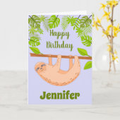 Niedliche Sloth Birthday Faltkarte Karte (Gelbe Blume)