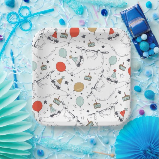 Niedliche Sloth Birthday Paper-Teller Pappteller (Party)