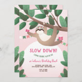 Niedliche Sloth Birthday Party Einladung (Vorne/Hinten)