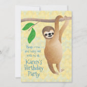 Niedliche Sloth Birthday Party geht aus Einladung (Vorderseite)