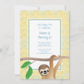 Niedliche Sloth Birthday Party geht aus Einladung (Rückseite)