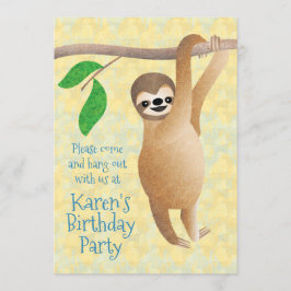 Niedliche Sloth Birthday Party geht aus Einladung