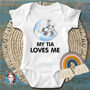 Niedliche Sloth Blume Raccoon My Tia Lieben ich Baby Strampler