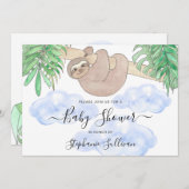 Niedliche Sloth Boy's Baby-Dusche Einladung (Vorne/Hinten)