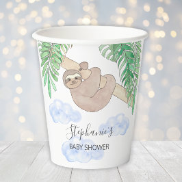 Niedliche Sloth Boy's Baby-Dusche Pappbecher