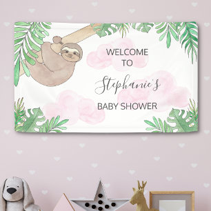 Niedliche Sloth Girl's Babydusche Banner