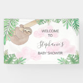 Niedliche Sloth Girl's Babydusche Banner (Horizontal)