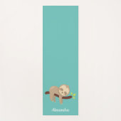 Niedliche Sloth Kawaii Tierabbildungen auf Aqua Bl Yogamatte (Vorderseite)