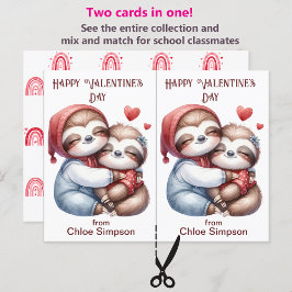 Niedliche Sloth Kid's Valentine Party-Klassenzimme Postkarte