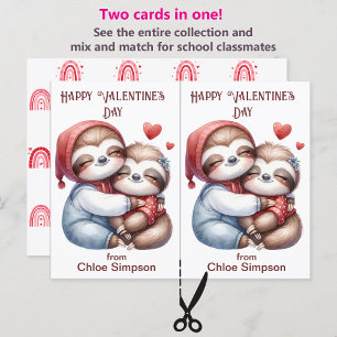 Niedliche Sloth Kid's Valentine Party-Klassenzimme Postkarte