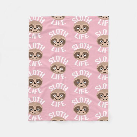 Niedliche Sloth-Leben-Rosa-Decke Fleecedecke (Vorderseite)