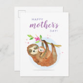 Niedliche Sloth Mama Baby Happy Mother Day Card Postkarte (Vorne/Hinten)
