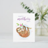 Niedliche Sloth Mama Baby Happy Mother Day Card Postkarte (Stehend Vorderseite)