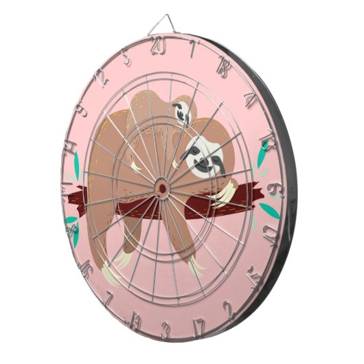 Niedliche Sloth Mum mit Baby Dartscheibe (Vorderseite rechts)