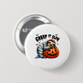 Niedliche Sloth Mummy Kürbislaterne Hall Button (Vorne & Hinten)