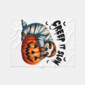 Niedliche Sloth Mummy Kürbislaterne Hall Fleecedecke (Vorderseite (Horizontal))