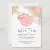 Niedliche Sloth Pampas Grass Girl's Baby Shower Einladung (Vorderseite)