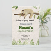 Niedliche Sloth-Party Einladung (Stehend Vorderseite)