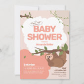 Niedliche Sloth Pastel Kinderdusche Einladung (Vorderseite)