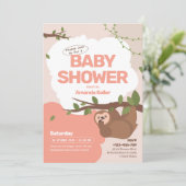 Niedliche Sloth Pastel Kinderdusche Einladung (Stehend Vorderseite)