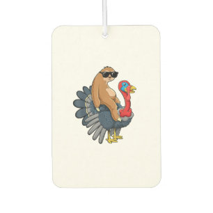 Niedliche Sloth Riding Türkei Erntedank Spaß Autolufterfrischer