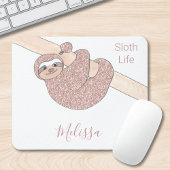 Niedliche Sloth Rose Gold Glitzer Custom Mousepad
