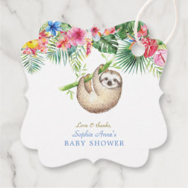 Niedliche Sloth Tropical Blume Frame Baby Dusche Geschenkanhänger