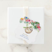 Niedliche Sloth Tropical Blume Frame Baby Dusche Geschenkanhänger (Beispiel)