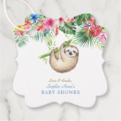 Niedliche Sloth Tropical Blume Frame Baby Dusche Geschenkanhänger (Vorderseite)