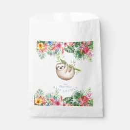 Niedliche Sloth Tropical Blume Frame Baby Dusche Geschenktütchen