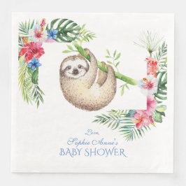Niedliche Sloth Tropical Blume Frame Baby Dusche Serviette
