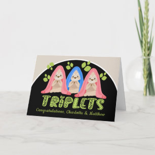 Niedliche Sloth Two Girls One Boy New Triplet Baby Karte